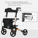 4 Wheel Rollator Walker With Seat Adjustable Mobility Walker With Bag, Gold Tone
