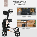 4 Wheel Rollator Walker With Seat Adjustable Mobility Walker With Bag, Gold Tone