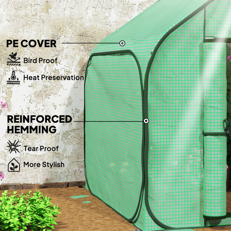 Outsunny Mini Pop Up Greenhouse W/ Reinforced PE Cover, Zipper Door, White