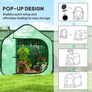 Outsunny Mini Pop Up Greenhouse W/ Reinforced PE Cover, Zipper Door, White