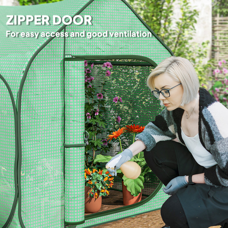 Outsunny Mini Pop Up Greenhouse W/ Reinforced PE Cover, Zipper Door, White