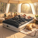 Outsunny Double Sleeping Bag With 2 Pillows, 220 X 160cm Sleeping Bag Black