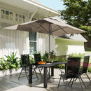 Outsunny Garden Table with Parasol Hole, Slatted Metal Tabletop, Black
