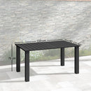 Outsunny Garden Table with Parasol Hole, Slatted Metal Tabletop, Black