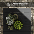 Outsunny Garden Table with Parasol Hole, Slatted Metal Tabletop, Black