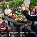 Outsunny Garden Table with Parasol Hole, Slatted Metal Tabletop, Black