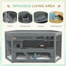 PawHut 3 Tier Wooden Hamster Cage Gerbil Play Centre W/ Sliding Tray Ramps