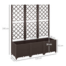 Outsunny Plastic Planter Box with Trellis, Vegetable Planter w/ Drain Plugs
