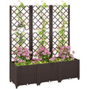 Outsunny Plastic Planter Box with Trellis, Vegetable Planter w/ Drain Plugs