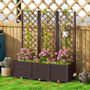 Outsunny Plastic Planter Box with Trellis, Vegetable Planter w/ Drain Plugs