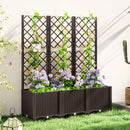 Outsunny Plastic Planter Box with Trellis, Vegetable Planter w/ Drain Plugs