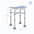 HOMCOM Aluminium Shower Stool For Elderly Disabled Non-Slip Bath Stool Blue