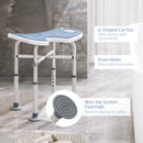 HOMCOM Aluminium Shower Stool For Elderly Disabled Non-Slip Bath Stool Blue
