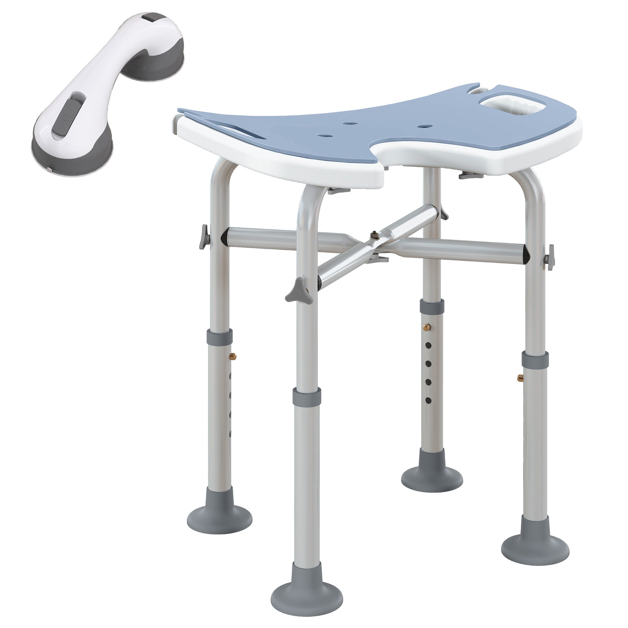 HOMCOM Aluminium Shower Stool For Elderly Disabled Non-Slip Bath Stool