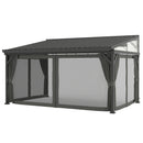 Outsunny 4.3 X 3 M Garden Pergola With Netting Curtains, Lean To Pergola