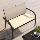 Outsunny 4pcs Patio Furniture Set Garden Sofa Glass Top Coffee Table Beige