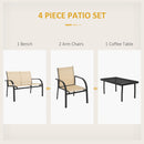 Outsunny 4pcs Patio Furniture Set Garden Sofa Glass Top Coffee Table Beige