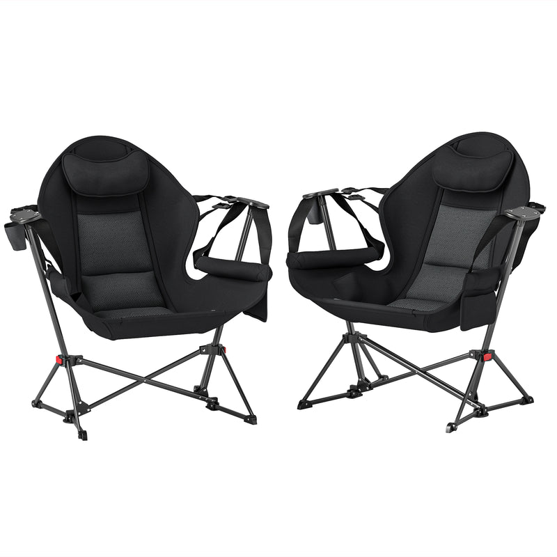 Outsunny Hammock Camping Chair Set Of 2, Adjustable Back Camp Chair, Blue