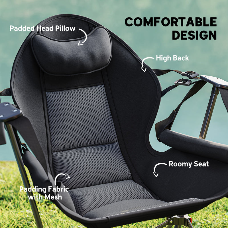 Outsunny Hammock Camping Chair Set Of 2, Adjustable Back Camp Chair, Blue