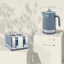 HOMCOM Kettle And Toaster Set With 3000W Rapid Boil, 4 Slice Toaster, Blue