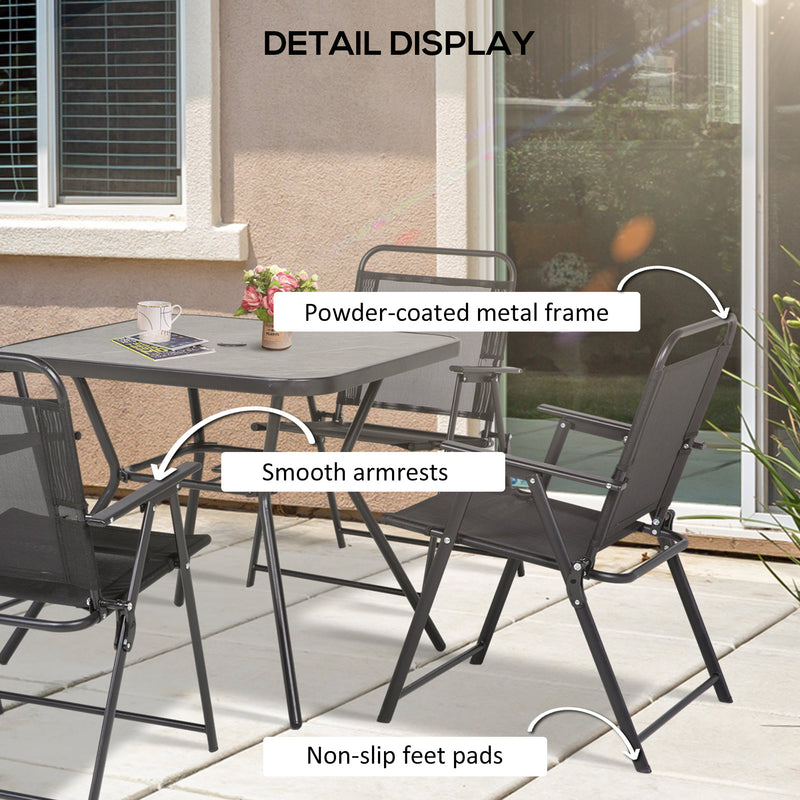 Outsunny Outdoor Dining Set W/ Umbrella Hole Table, Patio Furniture Sets, Black