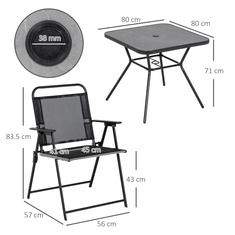 Outsunny Outdoor Dining Set W/ Umbrella Hole Table, Patio Furniture Sets, Black