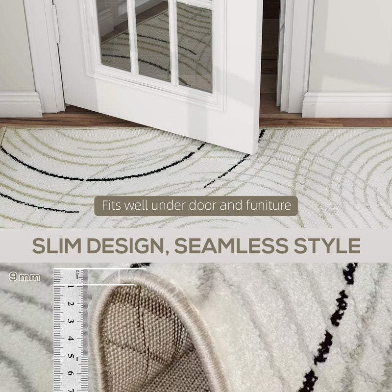HOMCOM Swirl Pattern Washable Rug, Allergy-Friendly Floor Carpet, Cream
