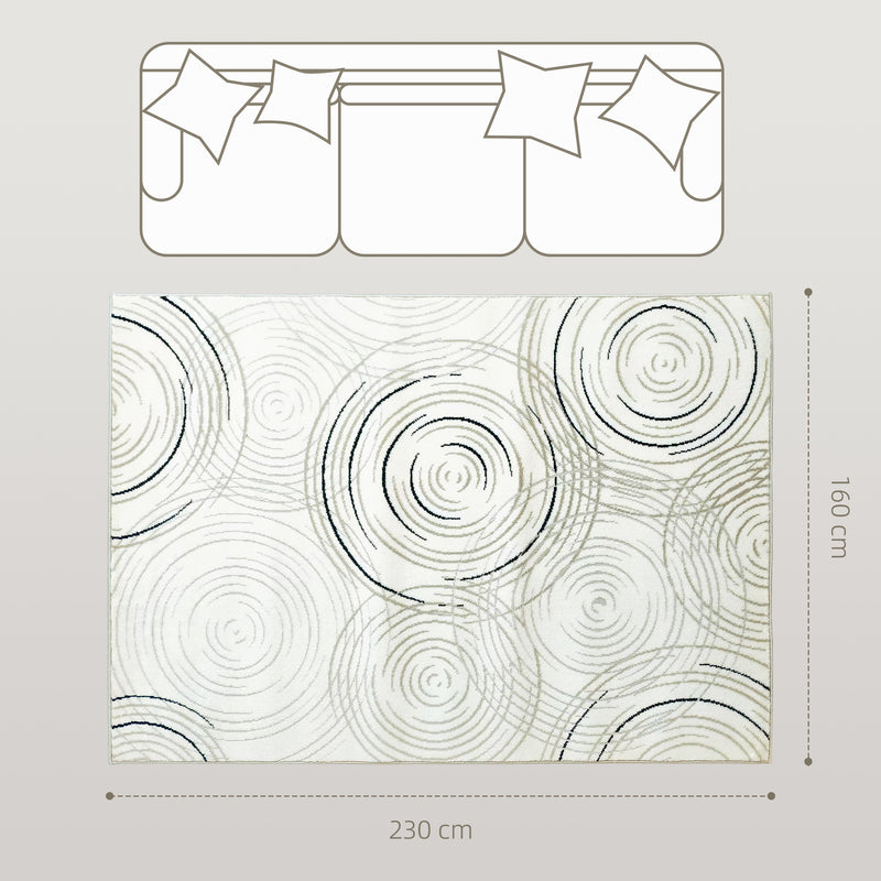 HOMCOM Swirl Pattern Washable Rug, Allergy-Friendly Floor Carpet, Cream