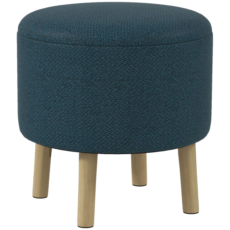 HOMCOM Storage Ottoman, Round Stool Chair With Cushioned Top, Brown
