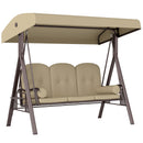 Outsunny 3 Seater Garden Swing Chair Patio Swing Bench w/ Cup Trays Brown