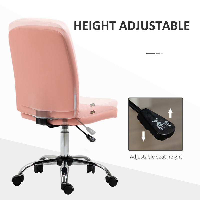 Vinsetto Curved Back Home Office Chair With Adjustable Height - White/Pink