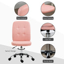 Vinsetto Curved Back Home Office Chair With Adjustable Height - White/Pink