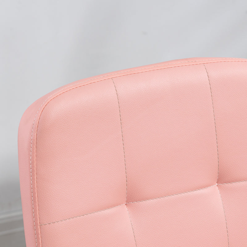 Vinsetto Curved Back Home Office Chair With Adjustable Height - White/Pink