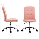 Vinsetto Curved Back Home Office Chair With Adjustable Height - White/Pink