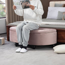 HOMCOM Semi-Circle Storage Ottoman Bench Tufted Upholstered Accent Footrest