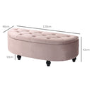 HOMCOM Semi-Circle Storage Ottoman Bench Tufted Upholstered Accent Footrest