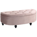 HOMCOM Semi-Circle Storage Ottoman Bench Tufted Upholstered Accent Footrest