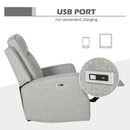 HOMCOM Electric Armchair, Fabric Recliner Chair with USB Port, Grey
