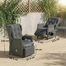 Outsunny Rattan Garden Recliner Chair with Flip Table, Dark Grey
