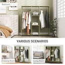 HOMCOM Mobile Double Open Wardrobe w/ Clothes Hanging Rail Colthing