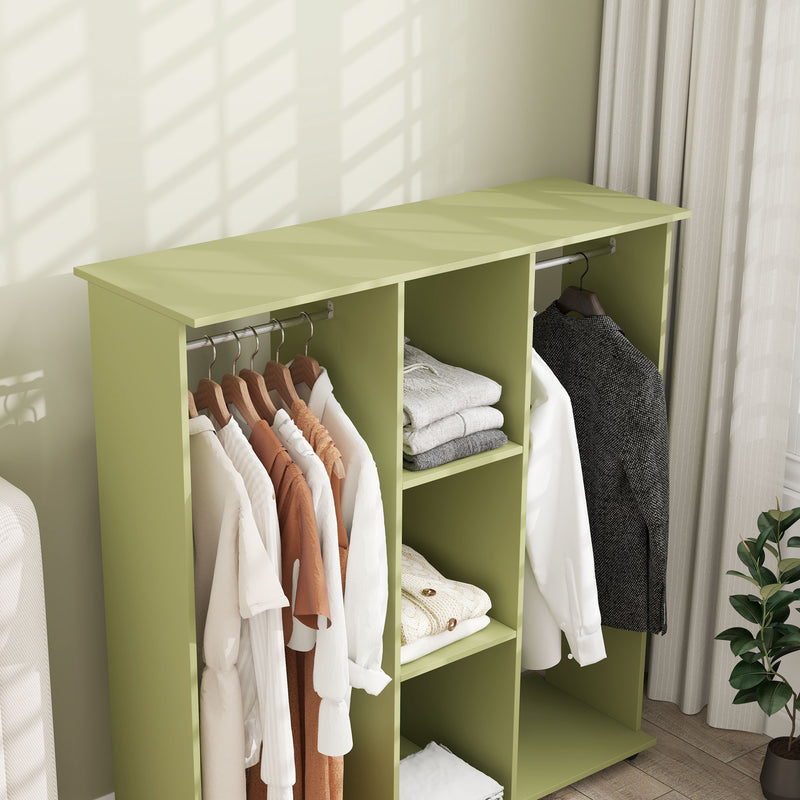 HOMCOM Mobile Double Open Wardrobe w/ Clothes Hanging Rail Colthing