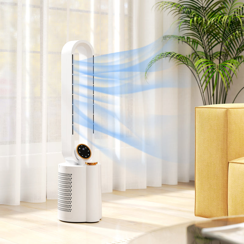 HOMCOM Bladeless Tower Fan with UV Sterilisation & Humidifier, Oscillation