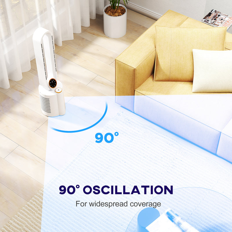 HOMCOM Bladeless Tower Fan with UV Sterilisation & Humidifier, Oscillation