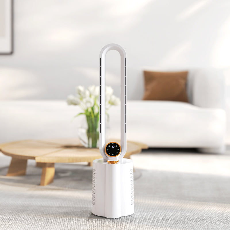 HOMCOM Bladeless Tower Fan with UV Sterilisation & Humidifier, Oscillation