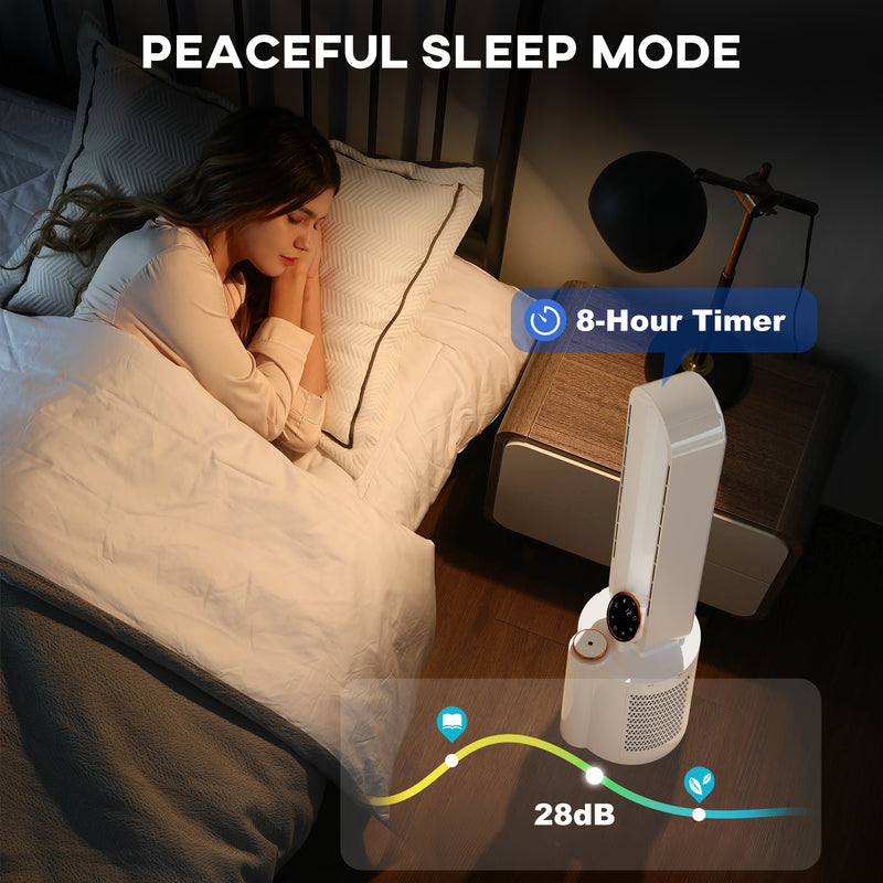HOMCOM Bladeless Tower Fan with UV Sterilisation & Humidifier, Oscillation