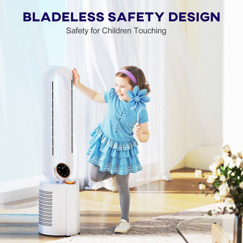 HOMCOM Bladeless Tower Fan with UV Sterilisation & Humidifier, Oscillation