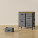 HOMCOM 8 Drawer Fabric Chest of Drawers w/ Wooden Top for Hallway