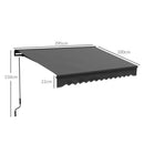 Outsunny 3 X 2m Electric Retractable Awning, Aluminium Frame - Grey