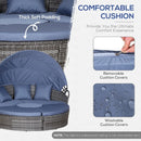 Outsunny Garden Daybed With Cushions - Grey With Grey Blue Cushions