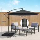 Outsunny 3(m) Banana Parasol Cantilever Umbrella Garden W/ Base Weights